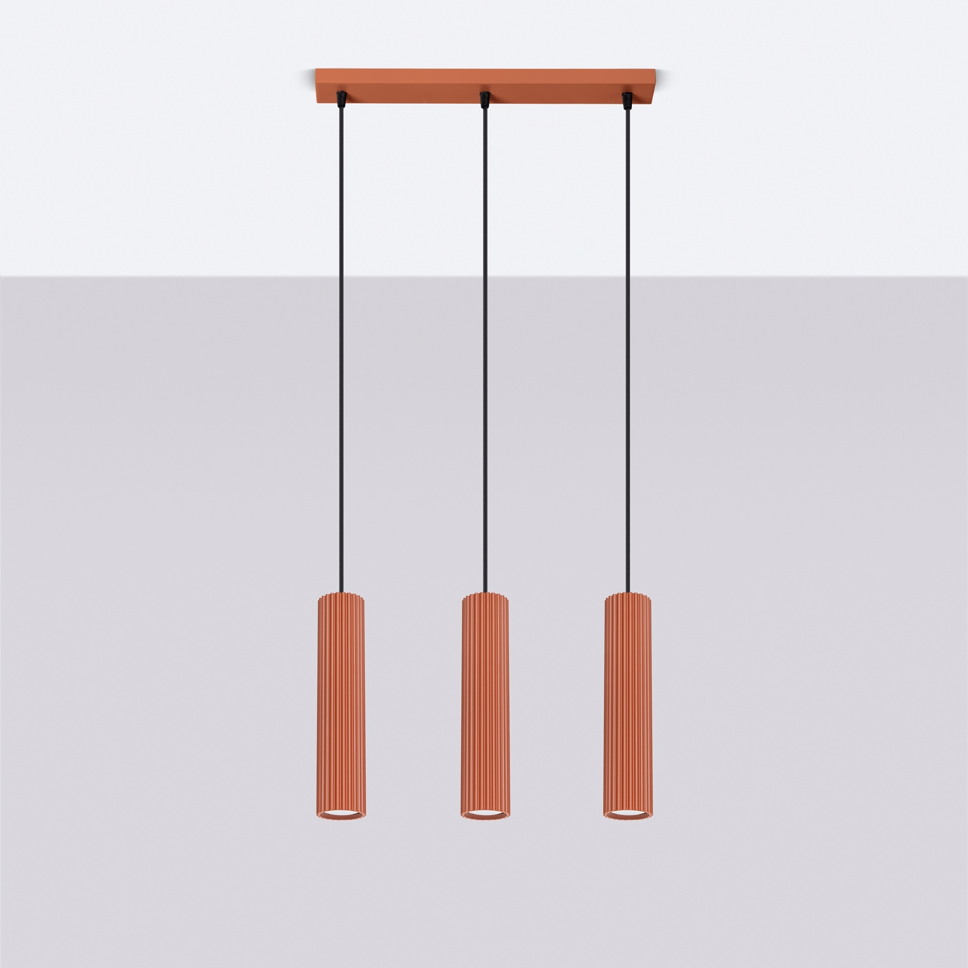 Lampe suspendue KARBON 3L rouge ocre
