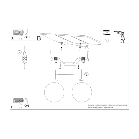 Plafonnier BULBO 2 bois naturel