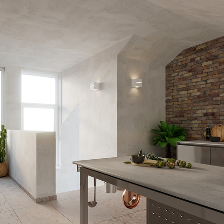 Applique en céramique LEO LINE blanc + 1x ampoule LED E27 4000K Froid 7.5W 650lm