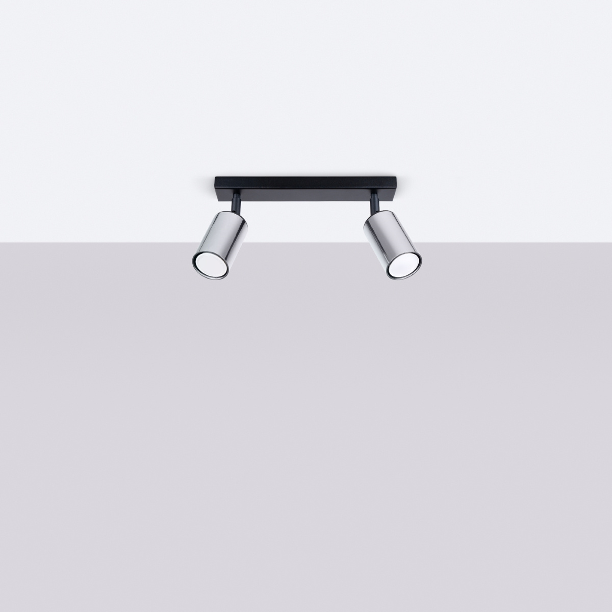 Plafond WINX 2 noir/chrome + 2x ampoule LED GU-10 3000K Warm 7W 510lm