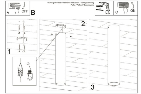 Plafond LAGOS 30 noir + 1x ampoule LED GU-10 3000K Warm 7W 620lm