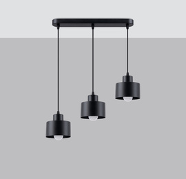 SAVAR 3 lampe suspendue noire + 3x ampoule LED E27 3000K Warm 7,5W 620lm