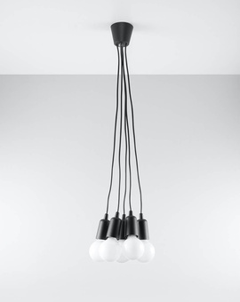 DIEGO 5 lampe suspendue noire + 5x ampoule LED E27 4000K Cold 7,5W 650lm