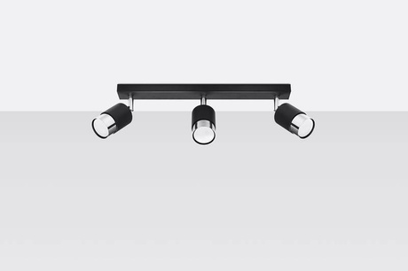 Plafond NERO 3 noir/chrome + 3x ampoule LED GU-10 3000K Warm 7W 620lm
