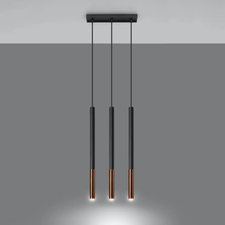 Lampe suspendue MOZAICA 3L noir/cuivre
