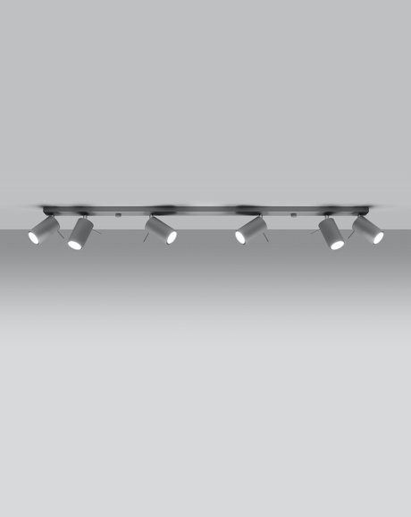 Plafond RING 6L gris + 6x ampoule LED GU-10 3000K Warm 7W 620lm