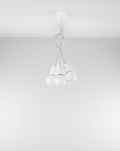 DIEGO 5 lampe suspendue blanche + 5x ampoule LED E27 3000K Warm 7,5W 620lm