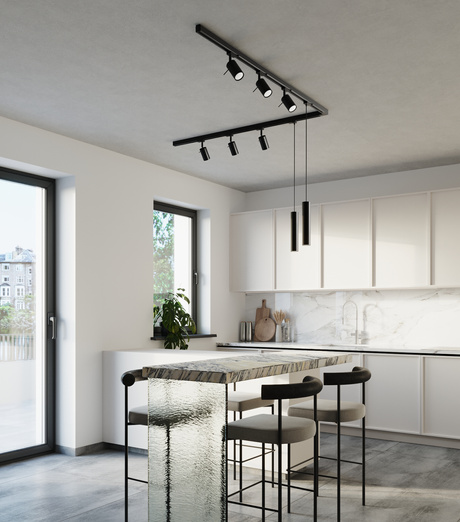 Plafonnier, 8 spots, système de rail triphasé, RING/LAGOS