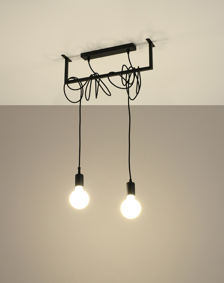 Lustre SALAMANCA 2 noir + 2x ampoule LED E27 4000K Froid 7.5W 650lm