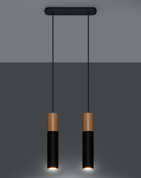 PABLO 2 lampe suspendue noire + 2x GU-10 3000K Warm 7W ampoule LED 620lm