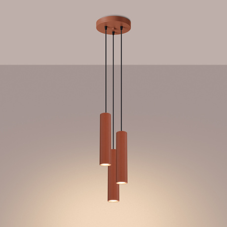 Lampe suspendue KARBON 3P rouge ocre