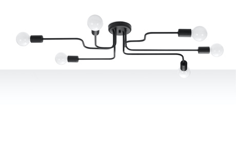 Lustre VECTOR 6 noir + 6x ampoule LED E27 3000K Warm 7.5W 620lm