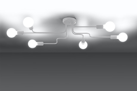 Lustre HECTOR 6 blanc + 6x ampoule LED E27 3000K Warm 7.5W 620lm