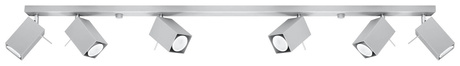 Plafond MERIDA 6L gris + 6x ampoule LED GU-10 4000K Froid 7W 630lm