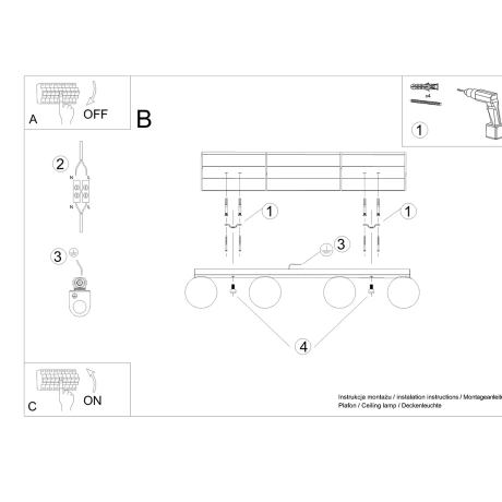 Plafonnier YOLI 4 noir