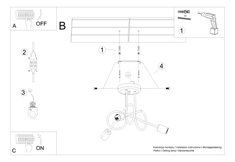 Lustre SUPEŁ 3 noir = 3X ampoule LED E27 3000K 7W 760lm