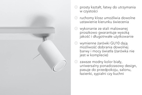Plafond RING 2 blanc + 2x ampoule LED GU-10 3000K Warm 7W 620lm