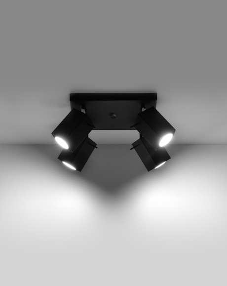 Plafond MERIDA 4 noir + 4x ampoule LED GU-10 3000K Warm 7W 620lm