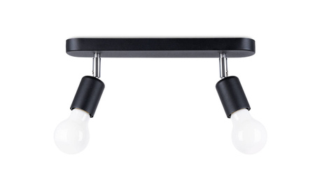 Plafond FORNES 2 noir + 2x ampoule LED E27 3000K Warm 7.5W 620lm