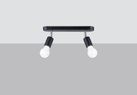 Plafond FORNES 2 noir + 2x ampoule LED E27 3000K Warm 7.5W 620lm