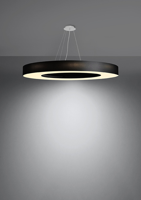 Lustre SATURNO SLIM 90 noir + 8x ampoule LED E27 4000K Froid 7.5W 650lm