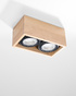 Plafond QUATRO 2 bois naturel + 2x ampoule LED GU10 AR111 3000K Warm 12W 800lm