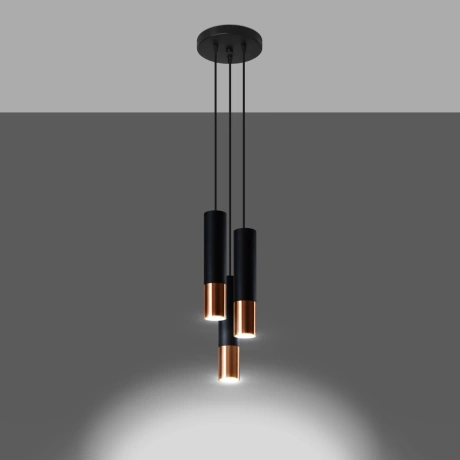 Lampe suspendue LOOPEZ 3P noir/cuivre