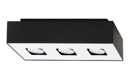 Plafond MONO 3 noir + 3x ampoule LED GU-10 4000K Froid 7W 630lm