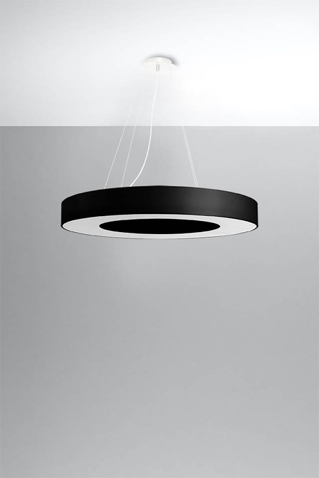 Lustre SATURNO SLIM 70 noir + 6x ampoule LED E27 4000K Froid 7.5W 650lm