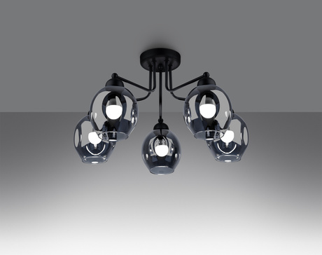 Lustre FILLAN 5 noir + 5x ampoule LED E27 3000K Warm 7.5W 620lm