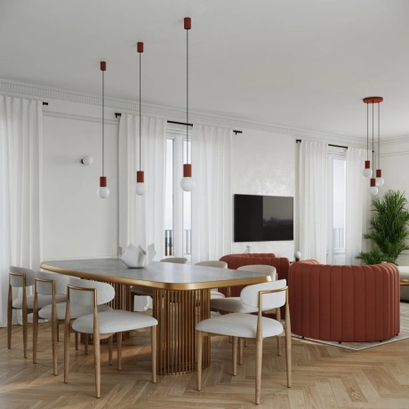 Lampe suspendue HALO 3P rouge ochra