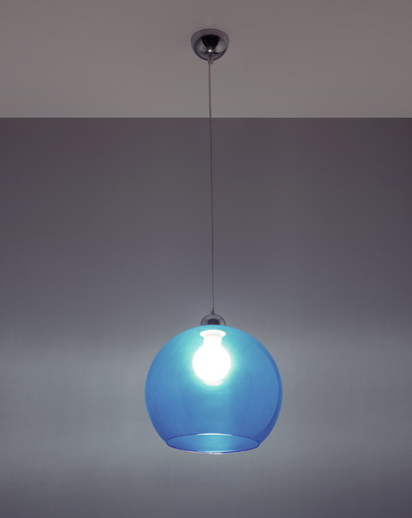 Lampe suspendue BALL bleue + 1x ampoule LED E27 4000K froide 7,5W 650lm