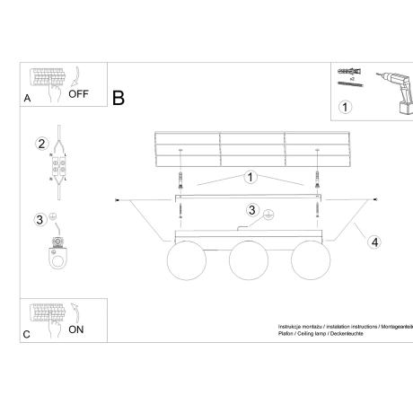 Plafonnier YOLI 3 noir