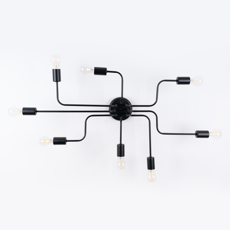 Lustre VECTOR 8 noir + 8X ampoule LED E27 3000K 7W 760lm