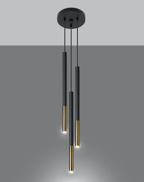 MOZAICA lampe suspendue 3P noir/doré + 3x ampoule LED G9 4000K froid 4,5W 530lm