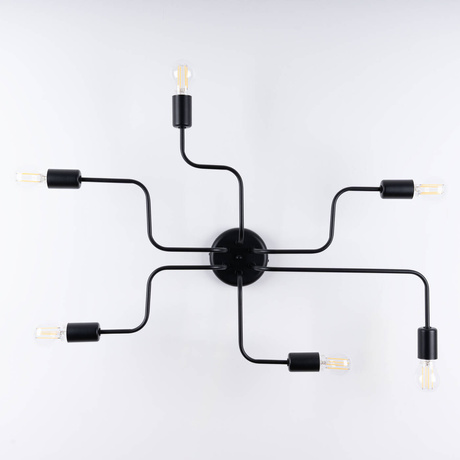 Lustre VECTOR 6 noir + 6X ampoule LED E27 3000K 7W 760lm