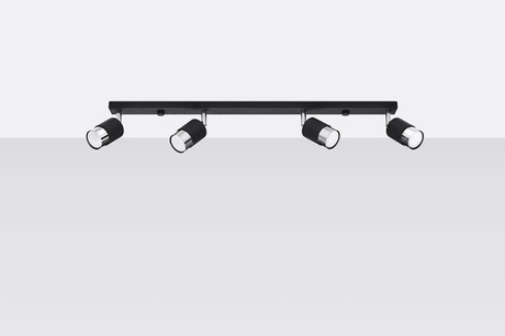 Plafond NERO 4 noir/chrome + 4x ampoule LED GU-10 3000K Warm 7W 620lm