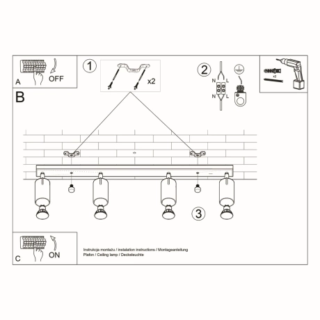 Plafonnier RING 4L noir