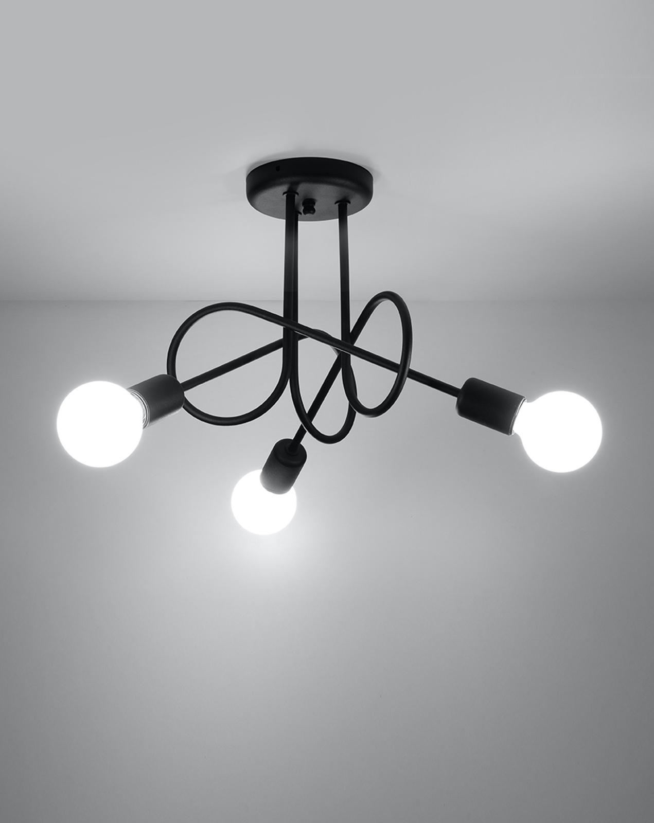 Lustre SUPEŁ 3 noir + 3x ampoule LED E27 4000K Froid 7,5W 650lm