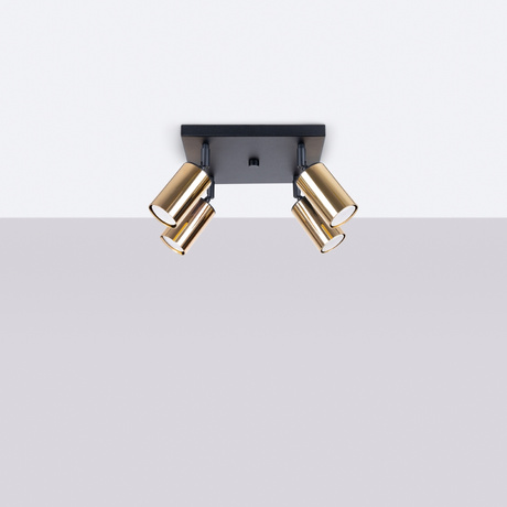 Plafond WINX 4 noir/or +4x ampoule LED GU-10 4000K froid 7W 530lm