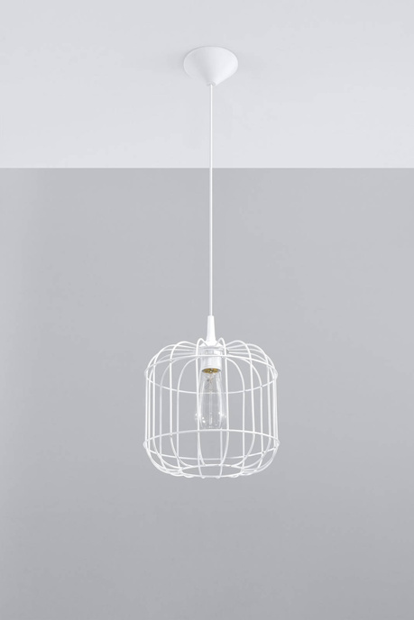 CELTA lampe suspendue blanche + 1x ampoule LED E27 4000K froide 7,5W 650lm