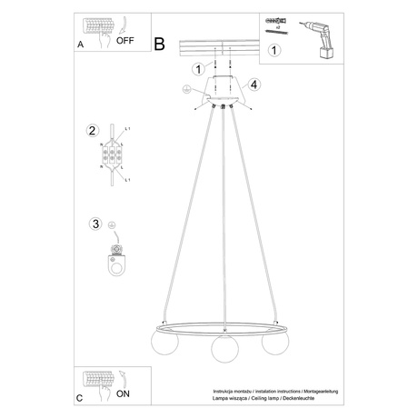 Lustre YOLI 3 + 3x ampoule LED G9 3000K Warm 4.5W 450lm