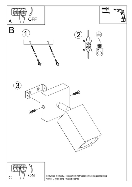Applique KEKE oak + 1x ampoule LED GU-10 4000K Cold 7W 630lm