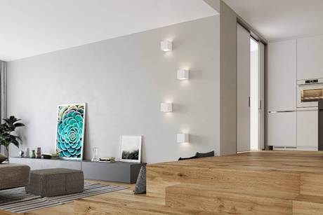 Applique en céramique LEO blanc + 1x ampoule LED E27 4000K Froid 7.5W 650lm