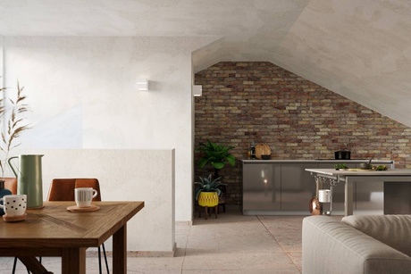 Applique en céramique LEO LINE blanc + 1x ampoule LED E27 4000K Froid 7.5W 650lm