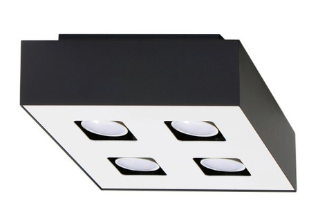 Plafond MONO 4 noir + 4x ampoule LED GU-10 4000K Froid 7W 630lm