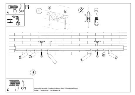 Plafond EYETECH 6 noir + 6x ampoule LED G9 3000K Warm 4.5W 510lm