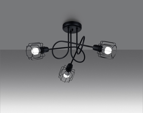 Lustre BELUCI 3S noir + 3x ampoule LED E14 3000K Warm 7.5W 620lm