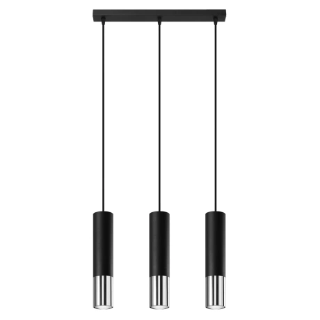 Lampe suspendue LOOPEZ 3L noir/chrome