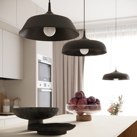 GINA lampe suspendue noire +1x ampoule LED E27 3000K Warm 7.5W 620lm